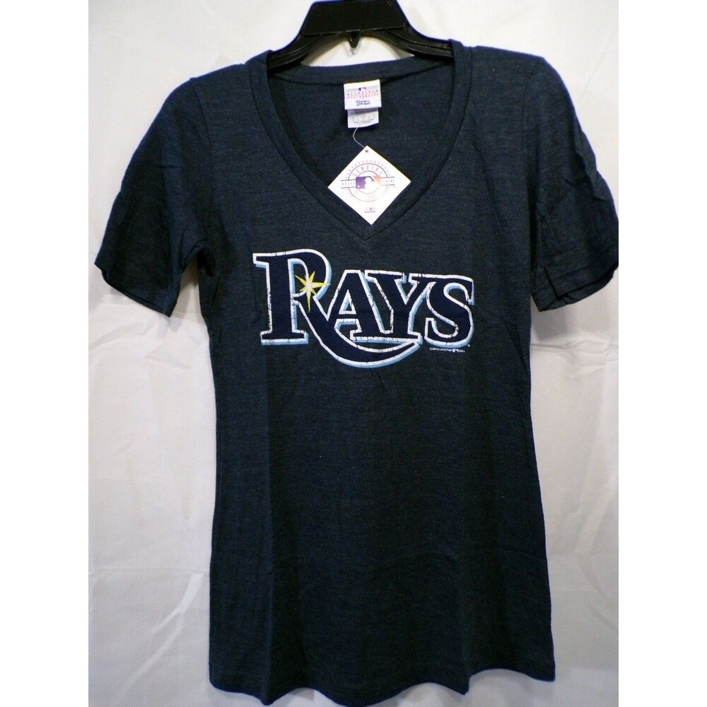 Canvas Lifestyle MLB Tampa Bay Rays Women's V Neck T-Shirt M Navy